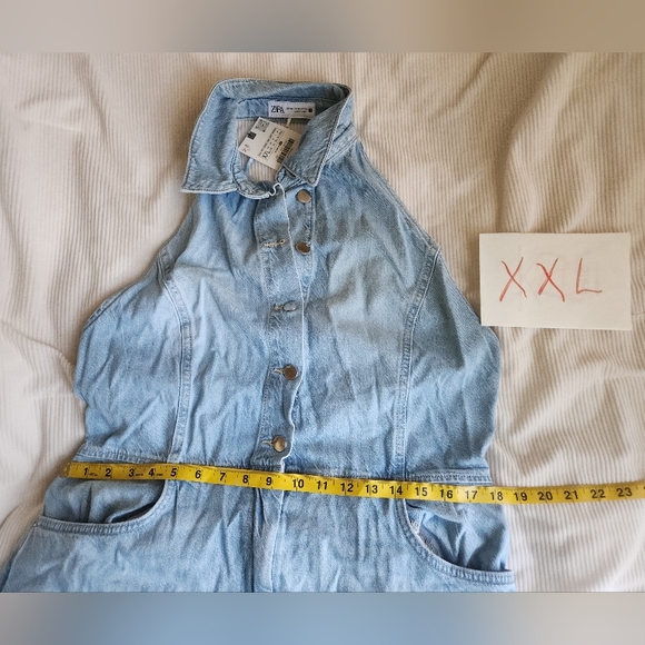 Zara Z1975 HALTER NECK DENIM JUMPSUIT light blue BNWT - Picture 13 of 16